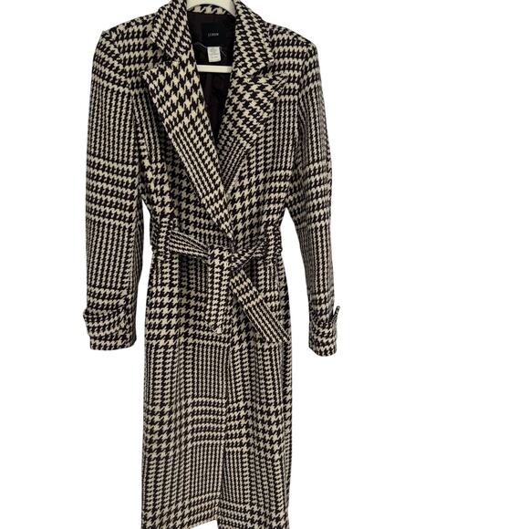 J.Crew Jackets & Blazers - J Crew Vintage Wool Blend Brown Cream Houndstooth Plaid Trench Coat